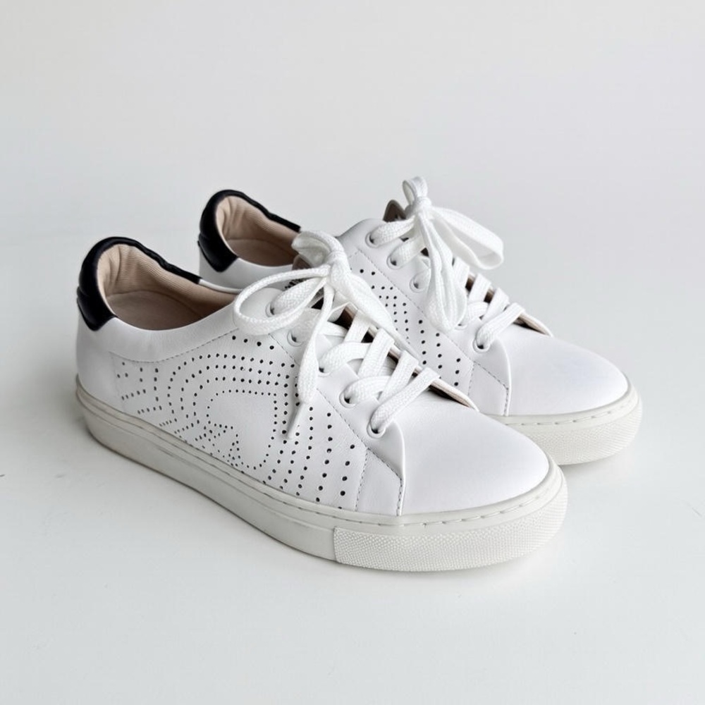 kate spade White Sneakers with Black Heel Accent - Size 8